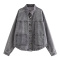 casual non-stretch 4 colors denim lapel button jacket_White_Gray