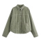 casual non-stretch 4 colors denim lapel button jacket_White_Gray_Green