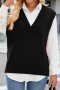 autumn causal high stretch 7 colors v-neck simple knit tank top(no blouse)_Black