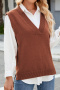 autumn causal high stretch 7 colors v-neck simple knit tank top(no blouse)_Black_Gray_Dark Green_Dark Blue_Beige_Khaki _Brown