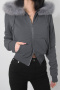 new casual slight stretch solid color plush long sleeve hooded sweatshirt_Black_Dark Gray