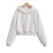 casual non-stretch 3 colors drawstring hooded pocket sweatshirts(size run small)_Black_White