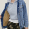 casual warm patchwork 3-color plush lapel long sleeve denim jackets_Black_Haze Blue