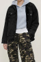 casual warm patchwork 3-color plush lapel long sleeve denim jackets_Black