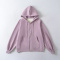 casual slight stretch 12 colors hooded zip-up sweatshirts(size run small)_Black_White_Gray_Dark Gray_Pink_Light Pink_Rose Red_Dark Green_Sky Blue_Light Purple