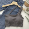 casual slight stretch one shoulder solid color padded tank top_Black_White_Dark Gray