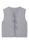 new pure color sexy slight stretch ribbed knit crew neck lace-up tank top_Black_Gray