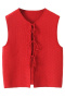 new pure color sexy slight stretch ribbed knit crew neck lace-up tank top_Black_Gray_Red