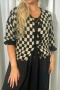 stylish slight stretch knit contrast lattice lace-up long sleeve cardigans_Black