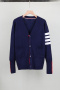casual plus size slight stretch knitted striped slit thin cardigan sweater_Black_White_Gray_Dark Gray_Pink_Red_Sky Blue_Dark Blue