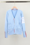 casual plus size slight stretch knitted striped slit thin cardigan sweater_Black_White_Gray_Dark Gray_Pink_Red_Sky Blue