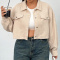 casual plus size non-stretch 4 colors solid color loose crop jacket_Black_Magenta_Dark Green_Beige