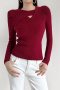 stylish slight stretch 4 colors long sleeve slim knit wear(size run small)_Black_White_Red
