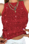 stylish slight stretch 4 colors sequin decor all-match crop vest_Black_Pink_Red