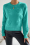 casual plus size slight stretch solid color heart jacquard knitted sweater_Gray_Pink_Green