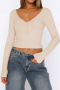 casual slight stretch 6-colors solid color slim crop v-neck t-shirt_Black_White_Gray_Red_Dark Blue_Beige