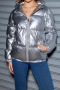 casual plus size non-stretch solid color bright hooded warm down jacket_Blue_Gold_Silver