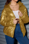 casual plus size non-stretch solid color bright hooded warm down jacket_Blue_Gold