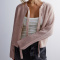 new casual slight stretch 7-color knit lace-up round neck cardigans_Black_Gray_Pink