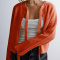 new casual slight stretch 7-color knit lace-up round neck cardigans_Black_Gray_Pink_Red_Sky Blue_Beige_Neon Orange