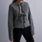 new casual slight stretch 7-color knit lace-up round neck cardigans_Black_Gray