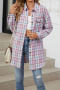 casual plus size non-stretch 8 colors lattice printing lapel blouses_Black_Pink_Red_Yellow_Green_Light Purple