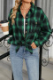 casual plus size non-stretch 8 colors lattice printing lapel blouses_Black_Pink_Red_Yellow_Green