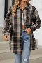 casual plus size non-stretch 8 colors lattice printing lapel blouses_Black_Pink_Red_Yellow_Green_Light Purple_Brown_Reddish Brown