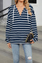 casual plus size slight stretch hooded stripe printing sweatshirts_Black_White_Gray_Red_Dark Blue