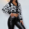 new stylish contrast knit slight stretch v-neck long sleeve cardigan_Black