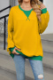 casual plus size non-stretch 8 colors crew neck contrast color sweatshirts_Black_Pink_Rose Red_Yellow