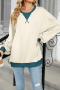 casual plus size non-stretch 8 colors crew neck contrast color sweatshirts_Black_Pink_Rose Red_Yellow_Orange_Sky Blue_Blue_Beige