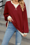 casual plus size non-stretch 8 colors crew neck contrast color sweatshirts_Black_Pink_Rose Red
