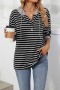 casual plus size slight stretch stripe printing hooded sweatshirts_Black