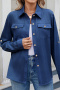 casual plus size non-stretch solid color 6-colors long-sleeved shirt_Black_White_Pink_Sky Blue_Dark Blue