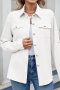 casual plus size non-stretch solid color 6-colors long-sleeved shirt_Black_White