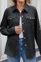 casual plus size non-stretch solid color 6-colors long-sleeved shirt_Black