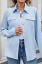 casual plus size non-stretch solid color 6-colors long-sleeved shirt_Black_White_Pink_Sky Blue