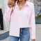 casual plus size non-stretch stripe print 3-colors loose long-sleeved shirt_Black_Pink