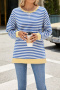 casual plus size slight stretch crew neck stripe printing sweatshirts_Black_Pink_Red_Yellow_Light Green_Green_Haze Blue_Blue