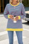 casual plus size slight stretch crew neck stripe printing sweatshirts_Black_Pink_Red_Yellow