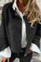casual plus size slight stretch pure color loose jackets_Black