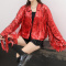 casual non-stretch 5 colors sequin tassels decor jacket_Black_Red
