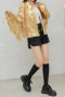 casual non-stretch 5 colors sequin tassels decor jacket_Black_Red_Blue_Gold