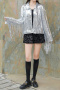 casual non-stretch 5 colors sequin tassels decor jacket_Black_Red_Blue_Gold_Silver