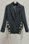 exquisite plus size high quality non-stretch rhinestone tassel patchwork blazer_Black