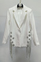 exquisite plus size high quality non-stretch rhinestone tassel patchwork blazer_Black_White