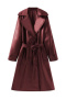 casual non-stretch solid color suit collar with belt long jacket_Black_Rose Red