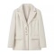 new casual no-stretch patchwork wool-like fabric thicken 4-color loose jackets_White