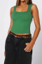 casual slight stretch square neck 3 colors tank top_Black_Magenta_Green